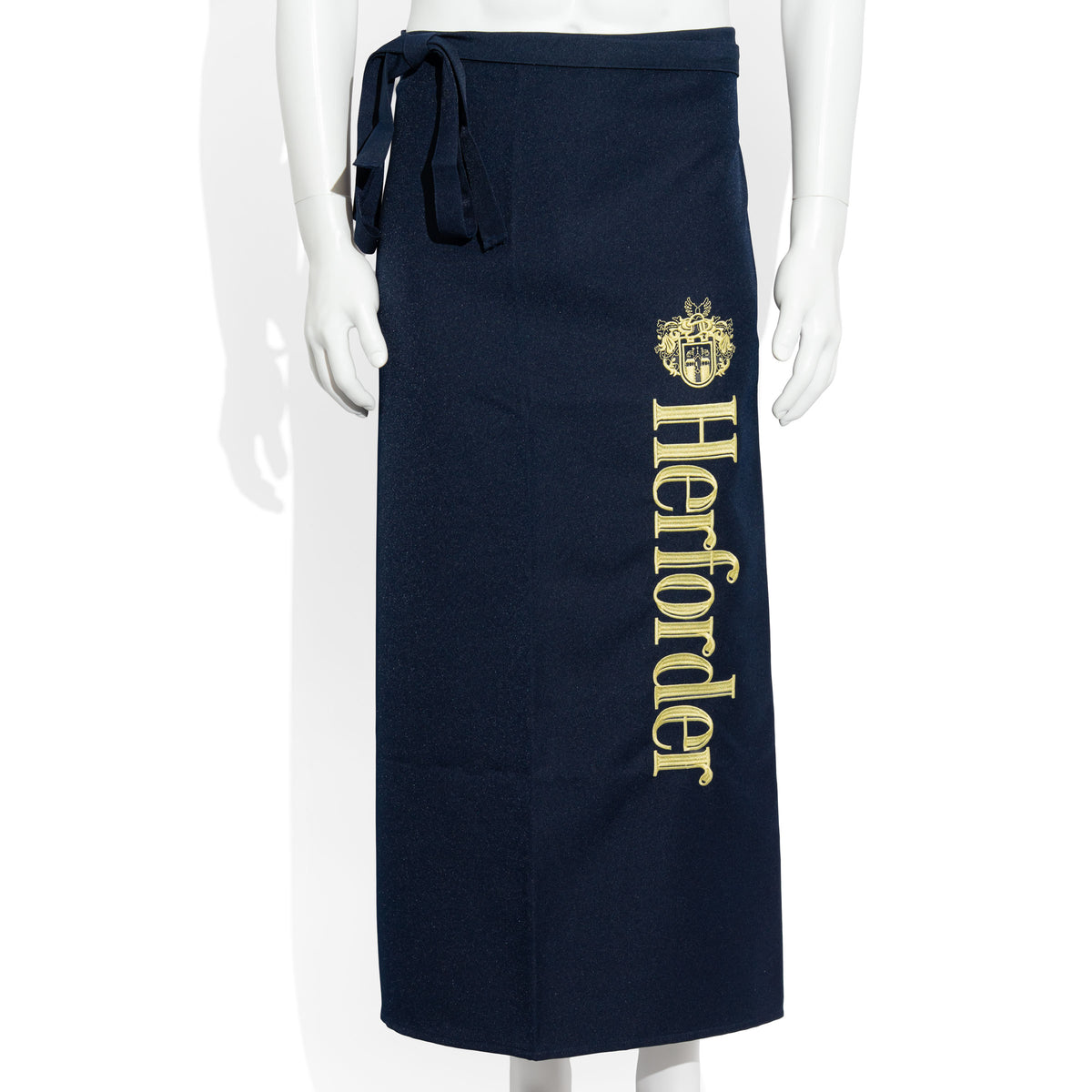 Herford Brewery Beer Glass Waiter's Apron, Blue with Gold Logo, Cotton Apron