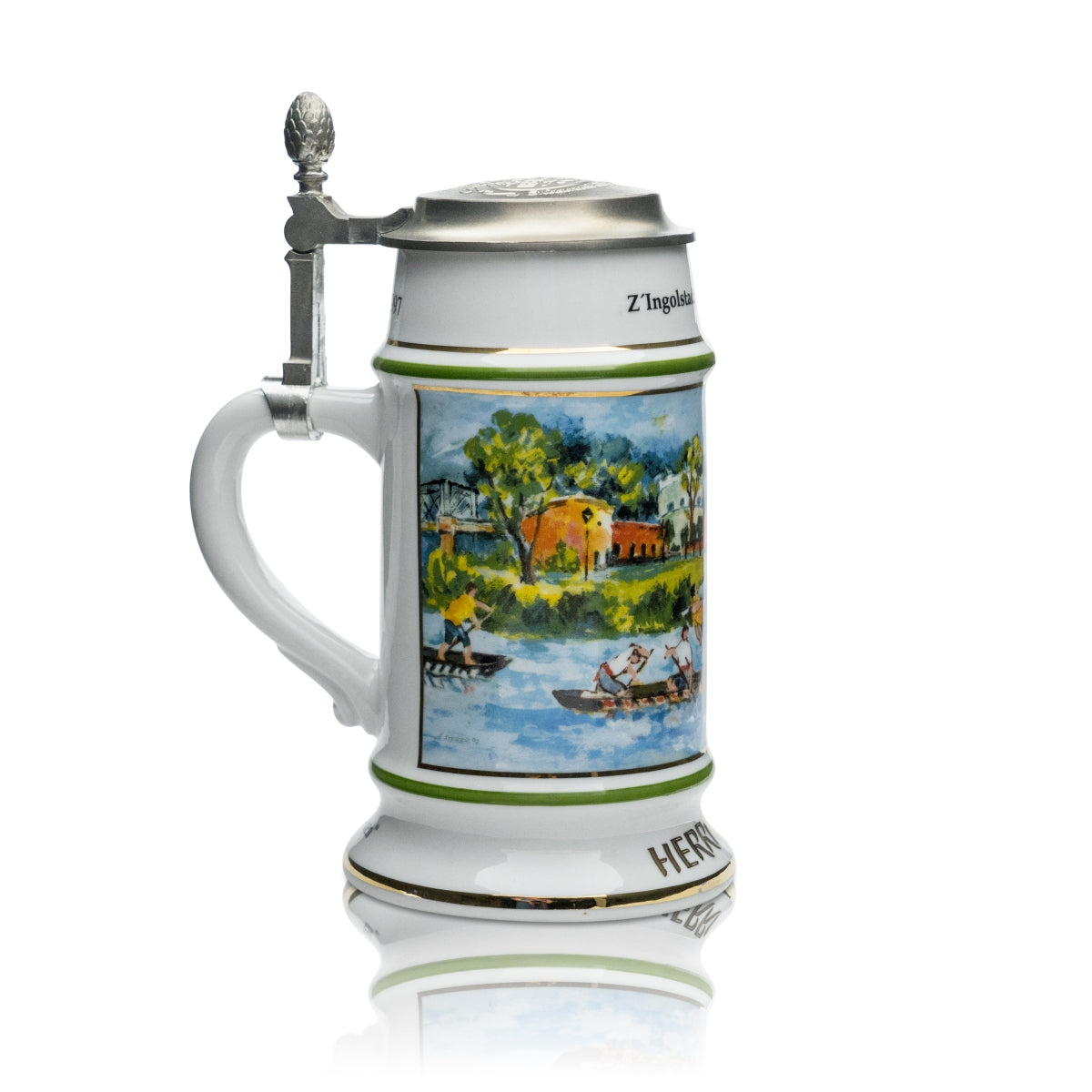 Herrbräu collector's glass certificate 0.5l beer mug Steber Hansi 1997 pewter lid rare – View 2