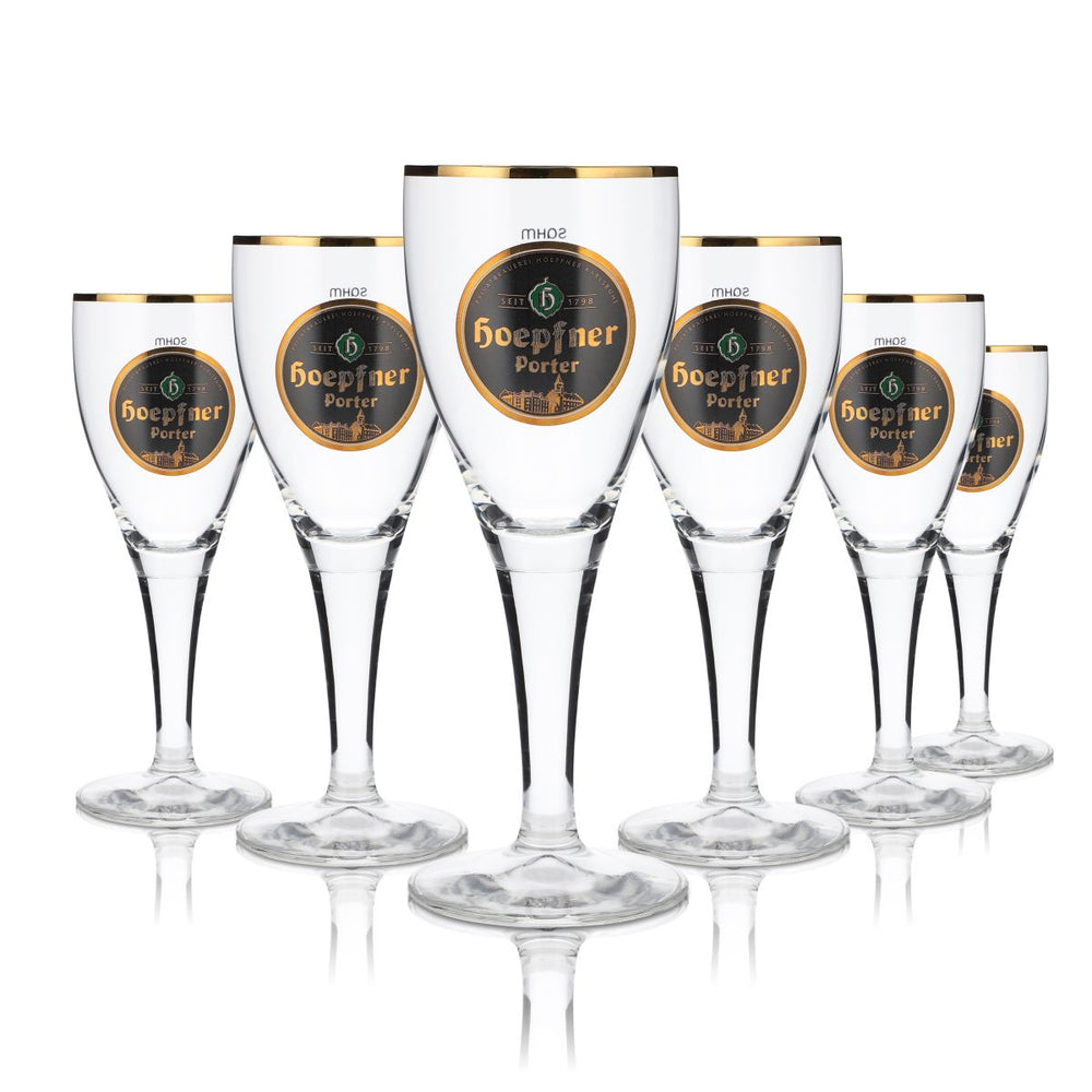 Hoepfner beer glass 0,2l goblet porter gold rim tulip brewery Kralsruhe Baden