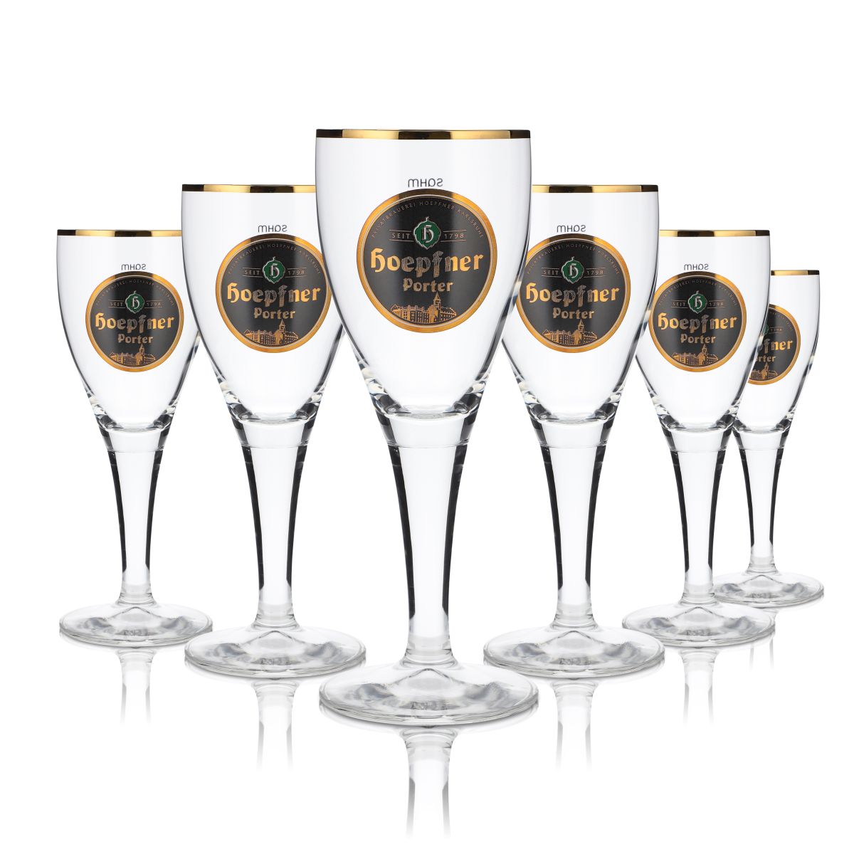 Hoepfner beer glass 0,2l goblet porter gold rim tulip brewery Kralsruhe Baden