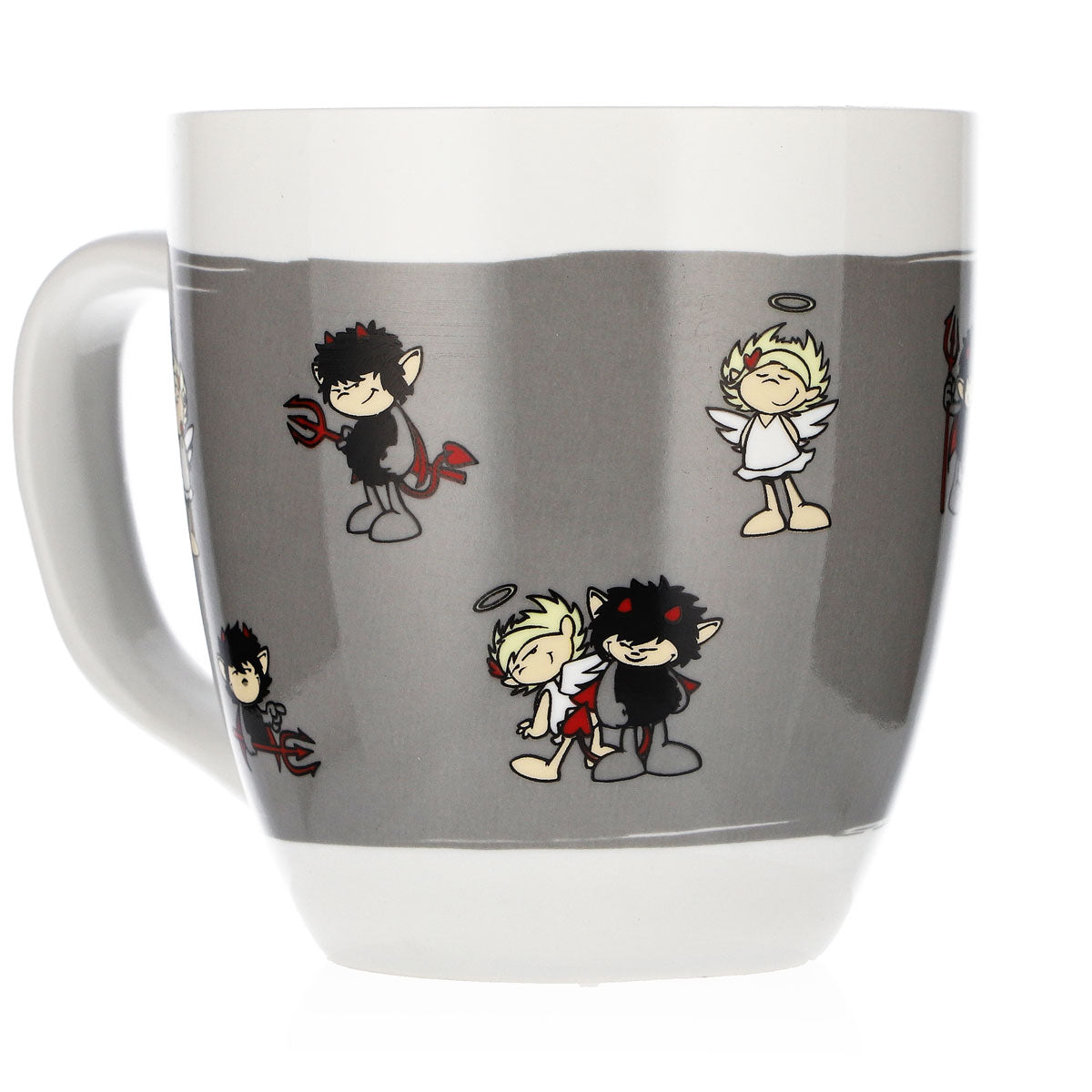 Höllensprudel Water Glass 0.3 L Coffee Cup Devil & Angel Gray Ceramic Cup – View 2