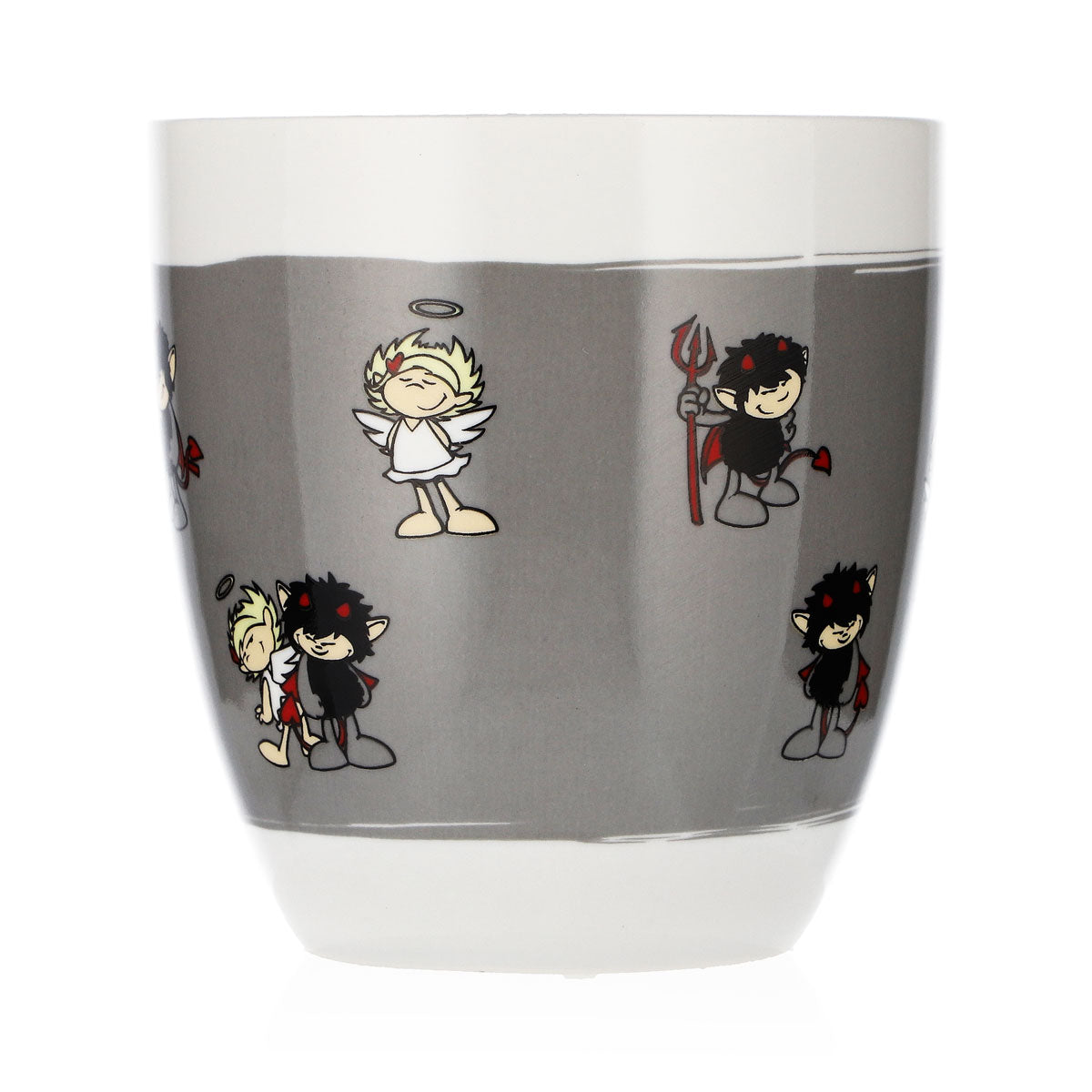 Höllensprudel Water Glass 0.3 L Coffee Cup Devil & Angel Gray Ceramic Cup – View 3