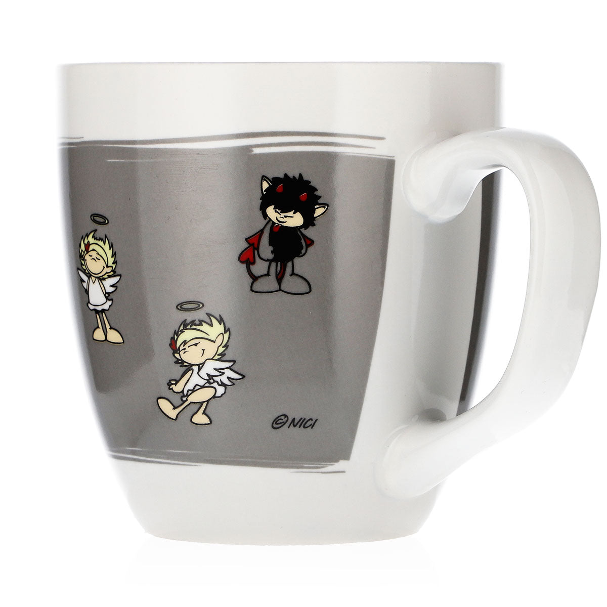 Höllensprudel Water Glass 0.3 L Coffee Cup Devil & Angel Gray Ceramic Cup – View 4