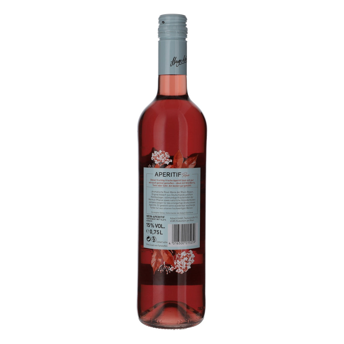 Hugo Asbach Wine Bottle 0.75l Aperitif Rose 15% vol. – View 3