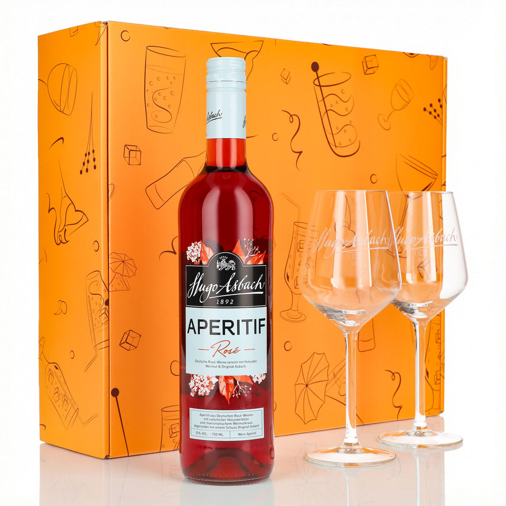 Hugo Asbach Aperitif Gift Set 0.75l 15% + Balloon Glass Spritz I Orange