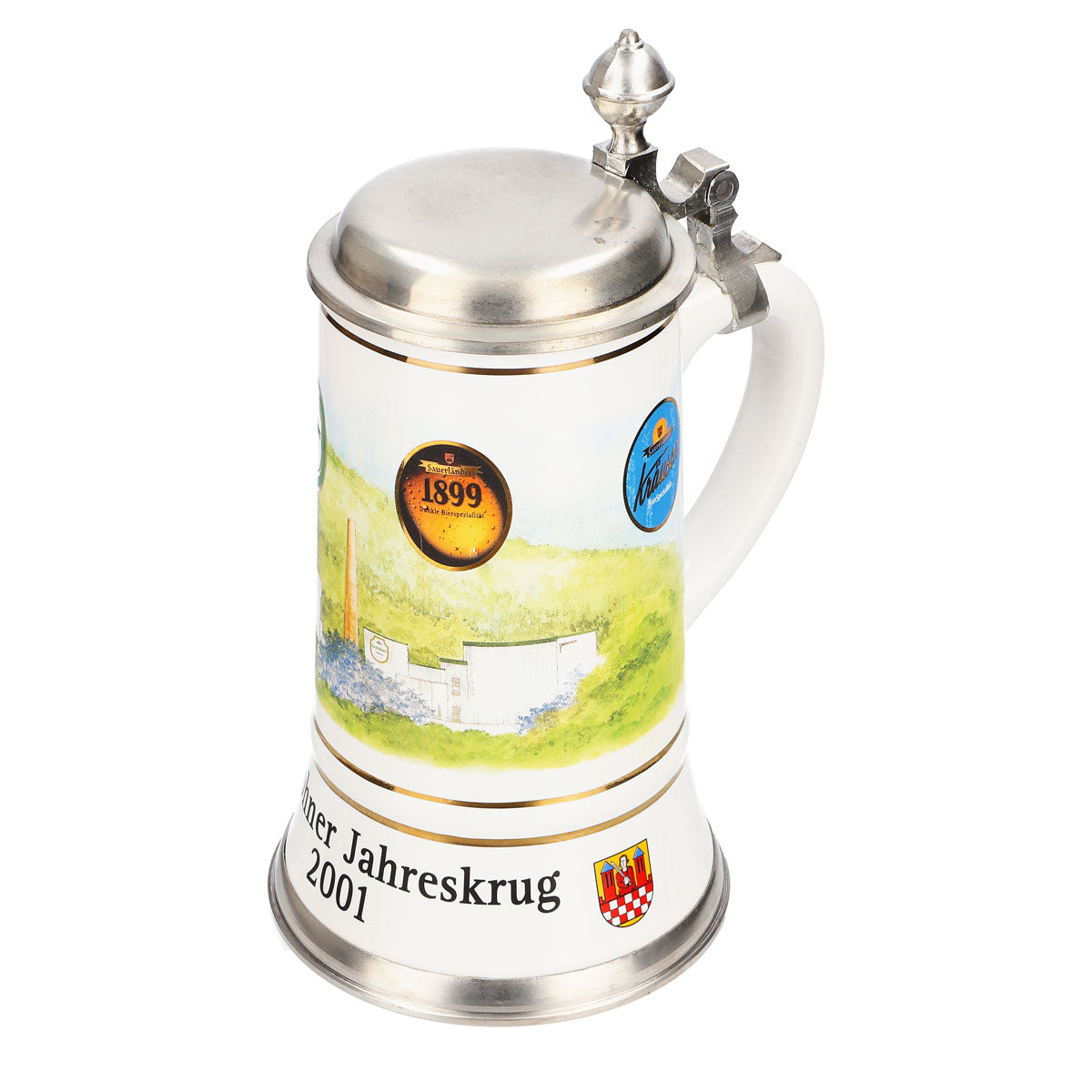 Iserlohn beer glass Annual mug 2001 Stoneware mug Seidel pewter lid 0.65 l mug – View 6