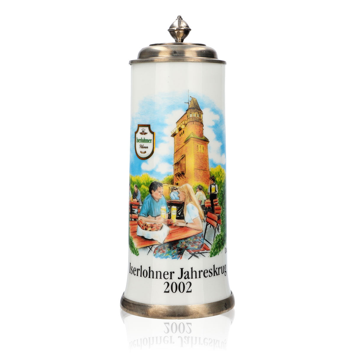 Iserlohn beer glass Annual mug 2002 Stoneware mug Seidel pewter lid 0.65 l mug
