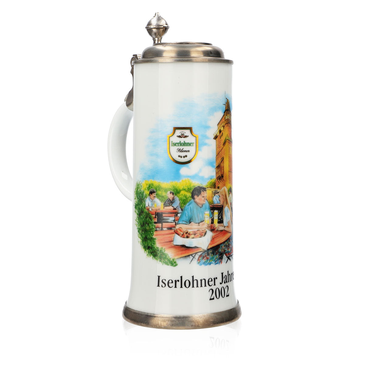 Iserlohn beer glass Annual mug 2002 Stoneware mug Seidel pewter lid 0.65 l mug – View 2