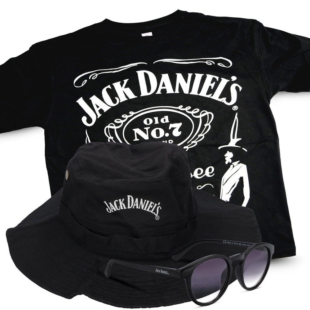 Jack Daniels Fan Bundle Set I consisting of 1x fan T-shirt, 1x sunglasses, 1x slouch hat