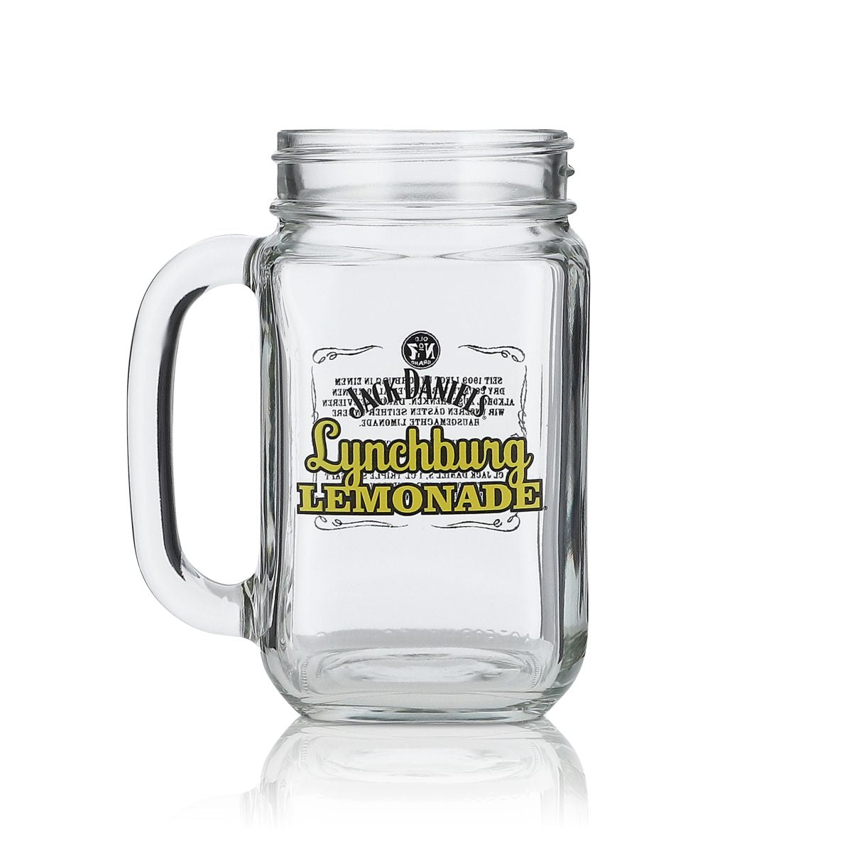Jack Daniels Lynchburg Lemonade Glasses, Set of 6, Mason Jar, 0.48 L, with Handle and Lid – View 4