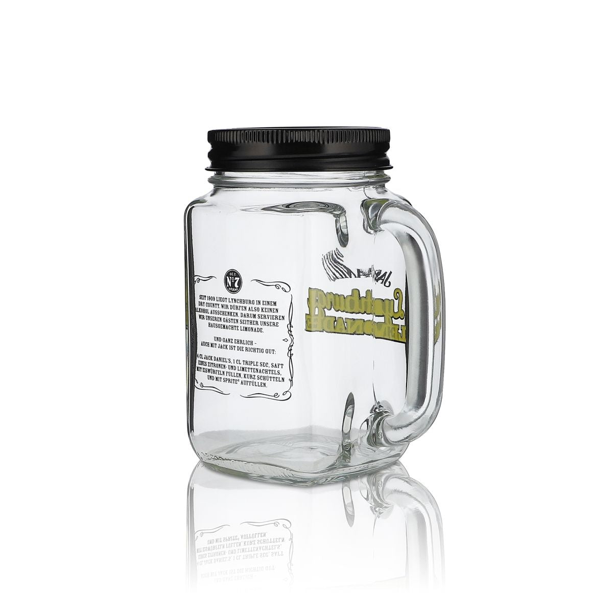 Jack Daniels Lynchburg Lemonade Glasses, Set of 6, Mason Jar, 0.48 L, with Handle and Lid – View 7