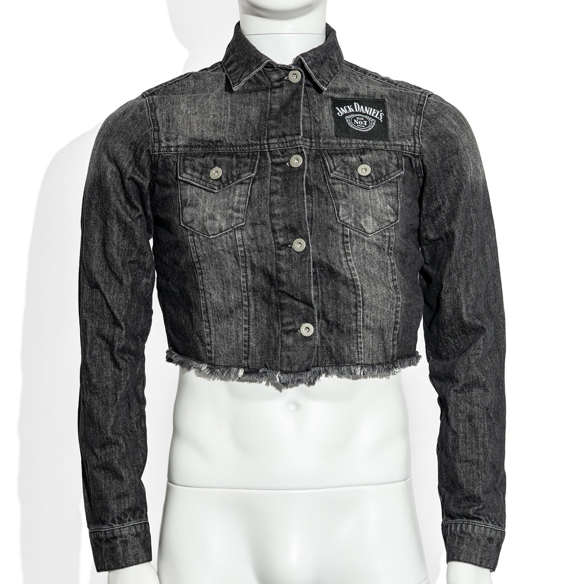 Jack Daniels Whiskey Glass LED Size M Blended Fabric Whiskey Girly Short Jeans Jacket No. 7