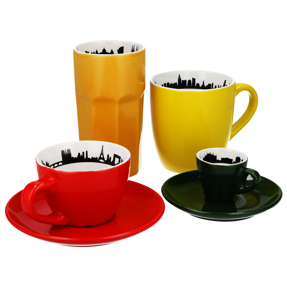 Jacobs Coffee Glass Set: Countries Design International Ceramic Mugs