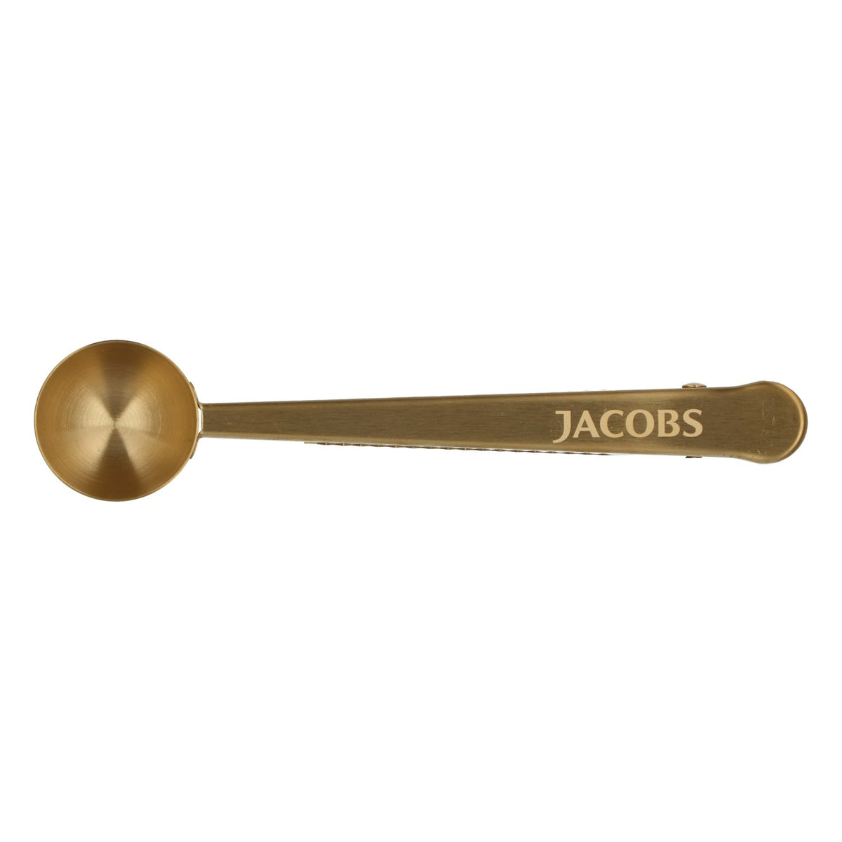 Jacobs Coffee Scoop: Gold Metal Measuring Spoon with Clip and Bag Closure – View 4