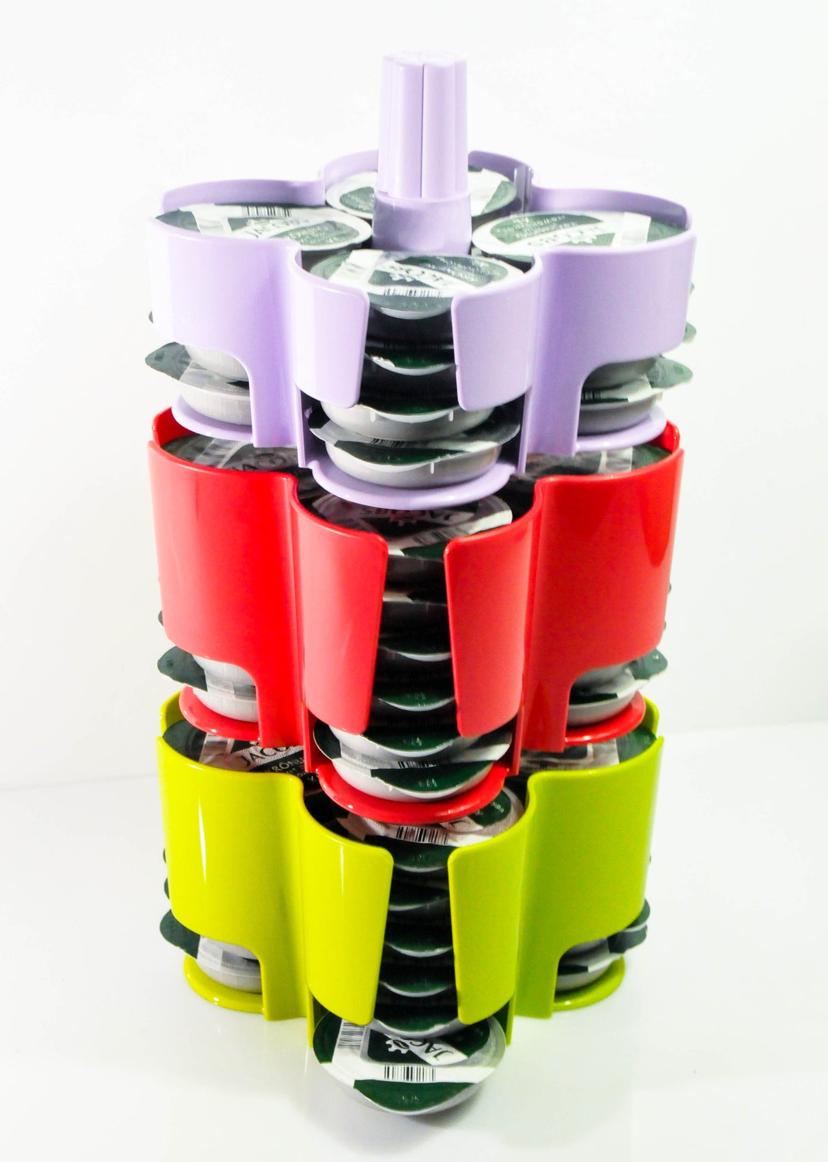 Jacobs Tassimo, Koziol 3-tier capsule carousel dispenser Disk dispenser for 64 coffee capsules – View 3