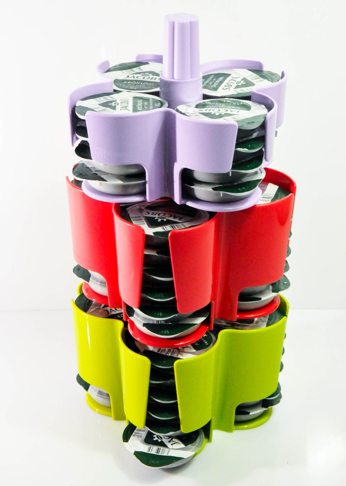 Jacobs Tassimo, Koziol 3-tier capsule carousel dispenser Disk dispenser for 64 coffee capsules – View 4