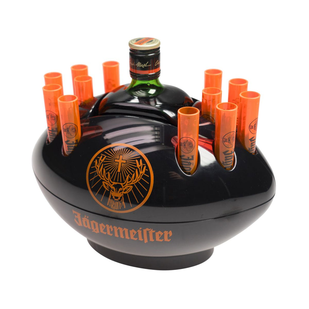 Jägermeister Bottle Cooler, Rugby Tooter Holder, Black, Football Shot, Short Servers
