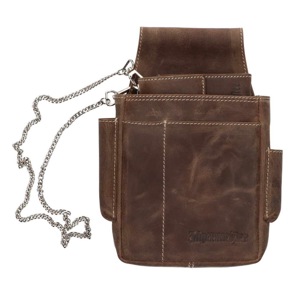 Jägermeister waiter's wallet purse + belt holder brown leather incl. chain