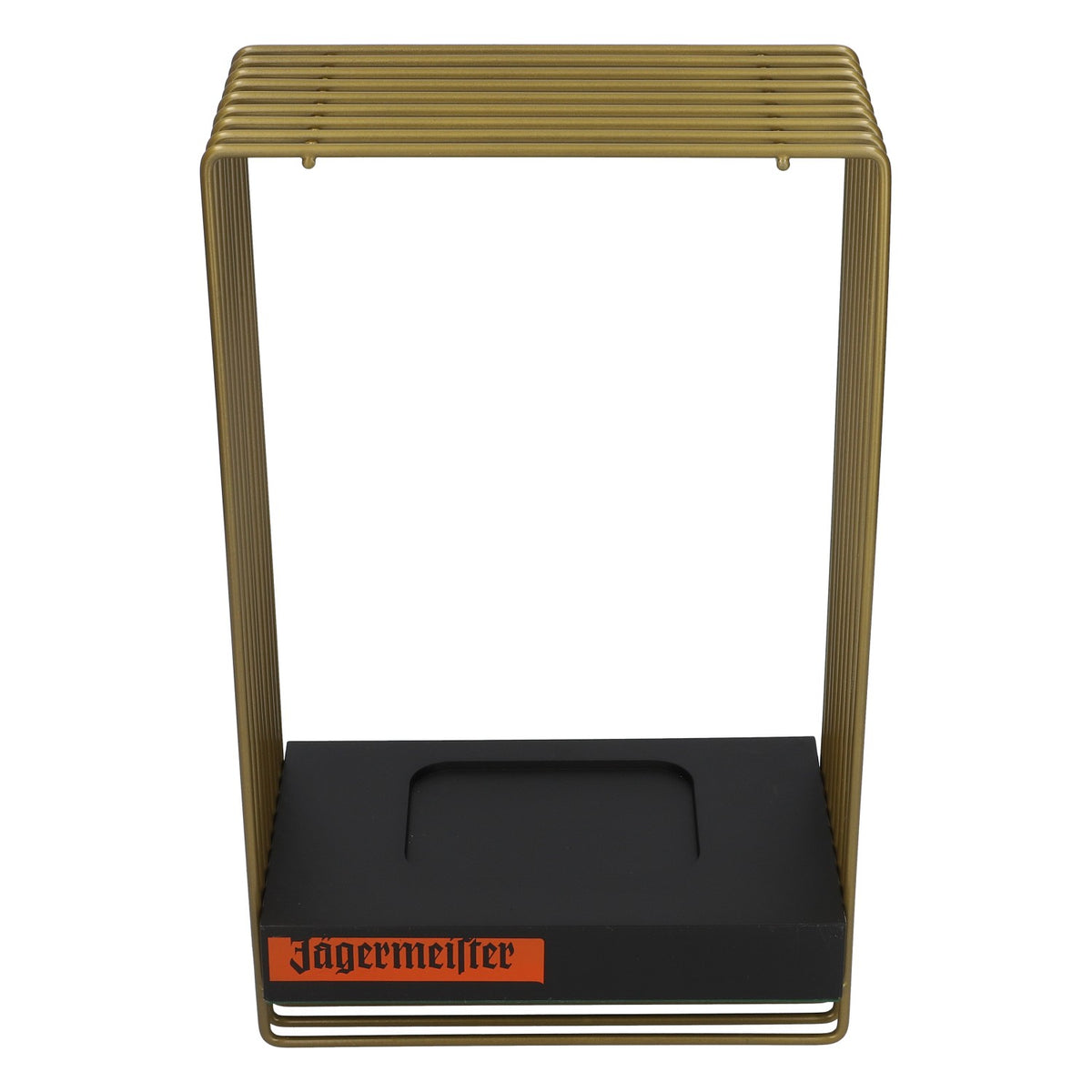 Jägermeister liqueur bottle holder, aluminum cage, plastic base, 0.7-1l bottle – View 3