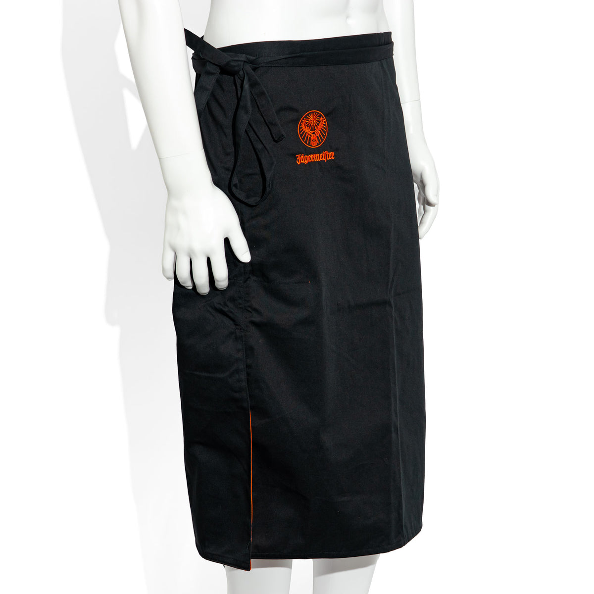 Jägermeister Liqueur Glass Bistro Apron with Logo, Orange Stripes, Long Apron – View 2