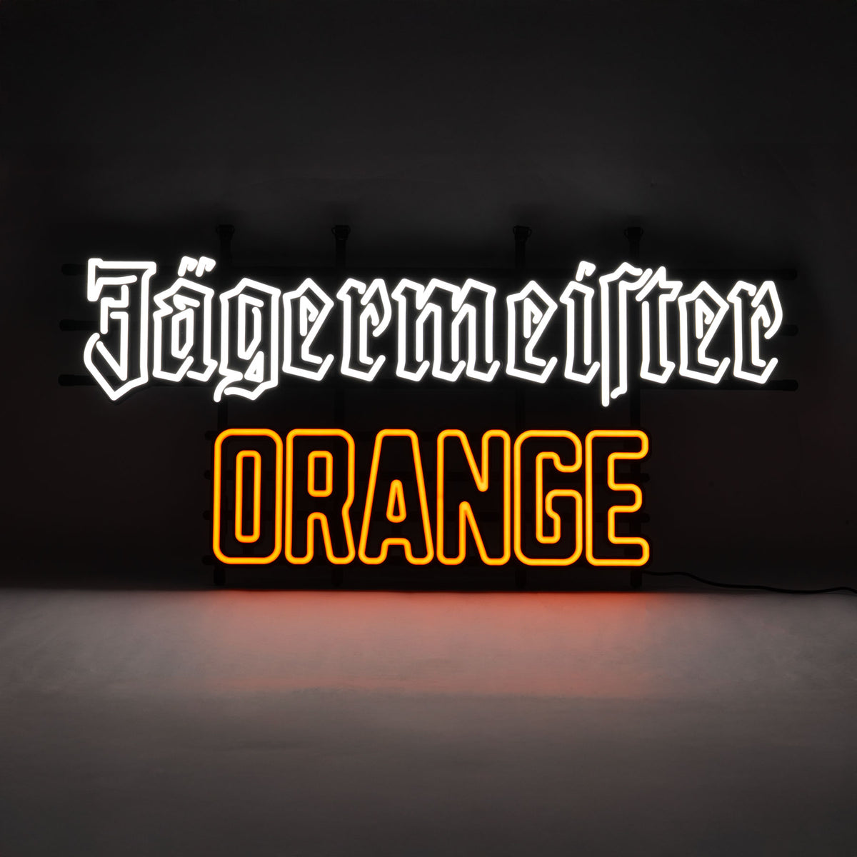 Jägermeister liqueur LED illuminated sign Neon lettering "Jägermeister Orange"