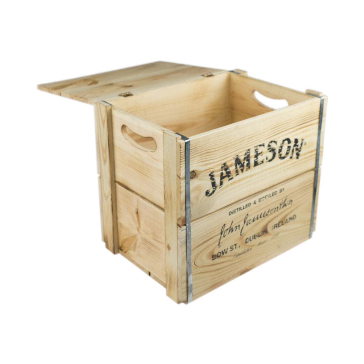 Jameson wooden box chest with hinged lid, 42 x 30 x 39 cm, stool box, Irish whiskey – View 4