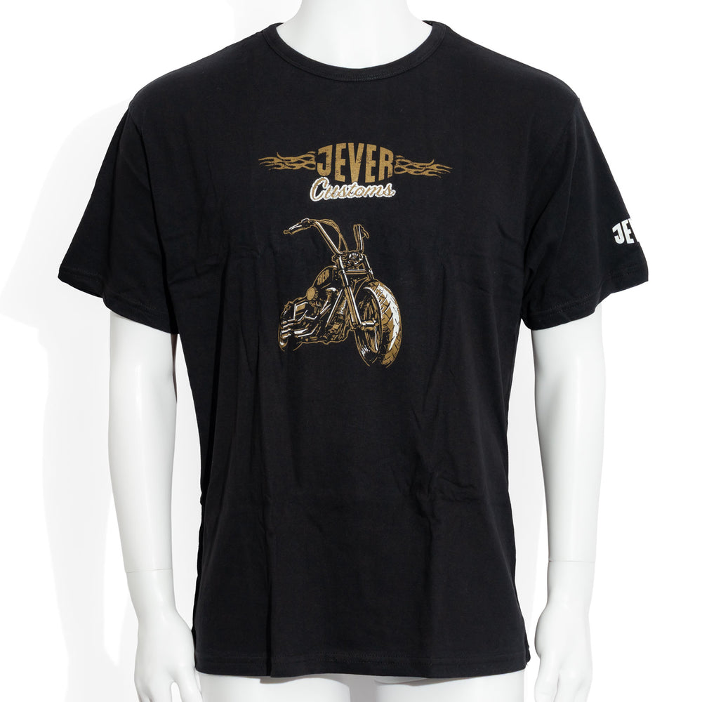 Jever Beer T-Shirt, Size XL, with Custom Motorcycle and Logo in Gold and Black