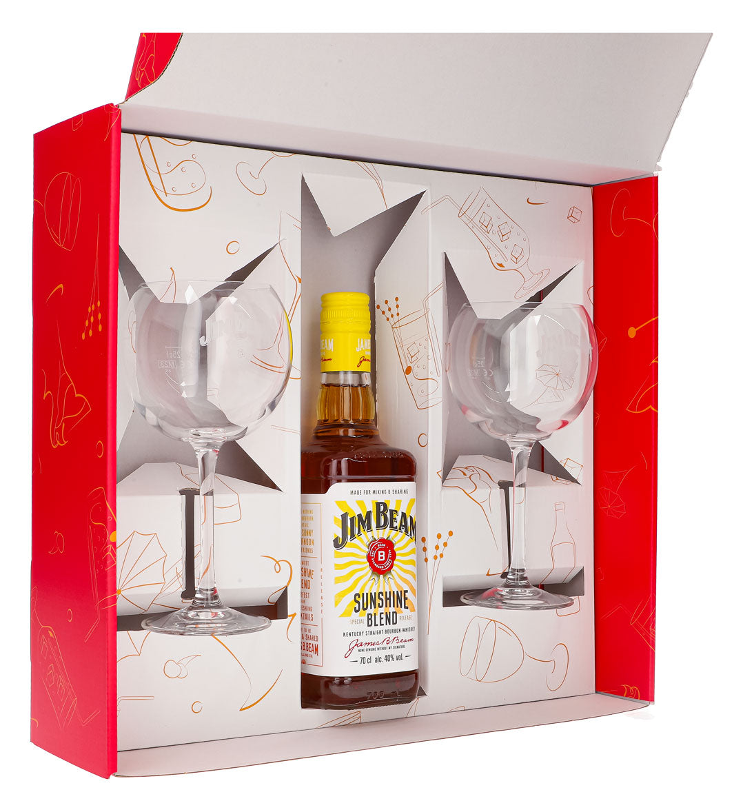 Jim Beam Geschenkset 0,7l Flasche 40,0 % Vol. + Ballongläser Sunshine–Pink – Ansicht 4