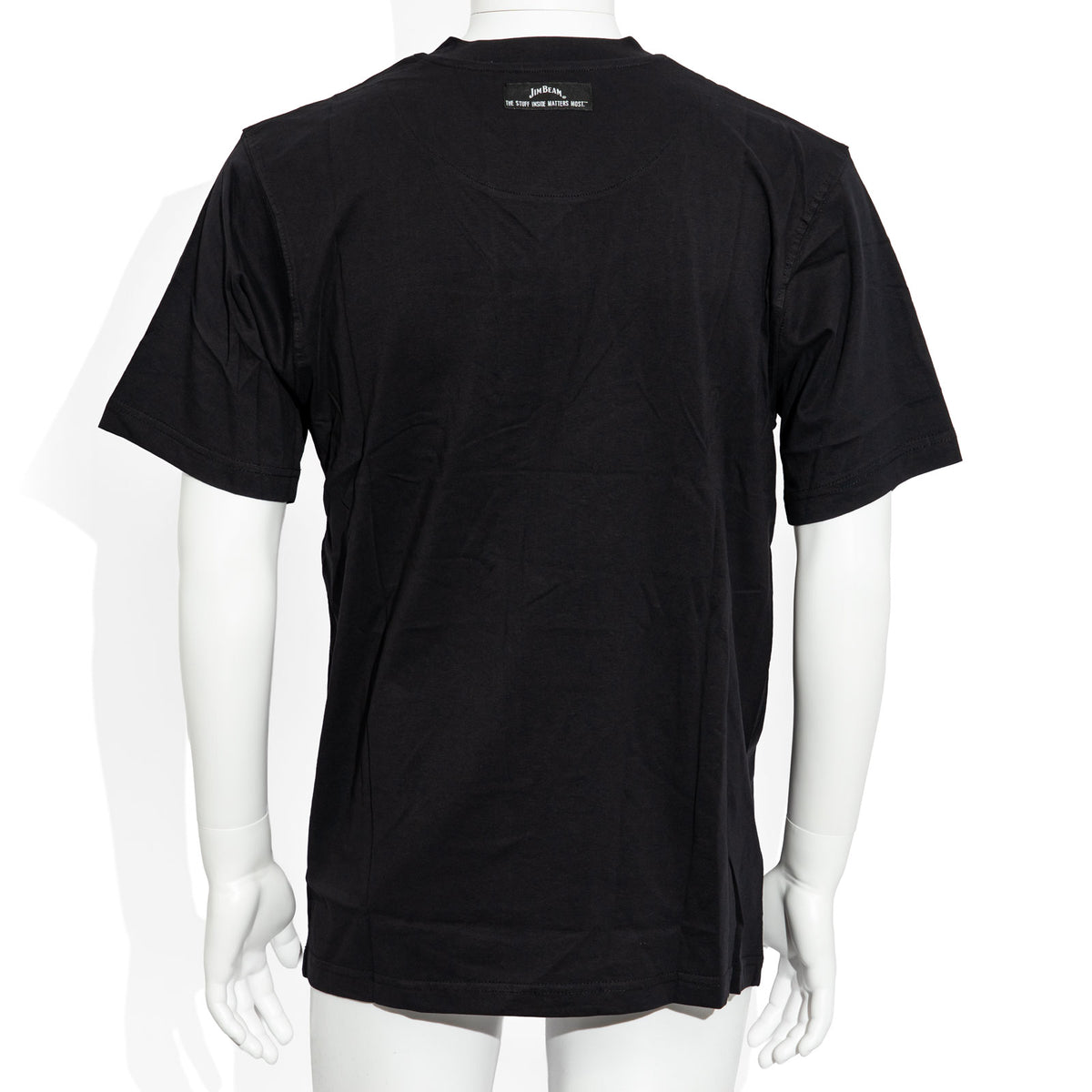 Jim Beam Whiskey T-Shirt, V-neck, Logo at the Bottom Front, Size XL, Black, Cotton – View 3