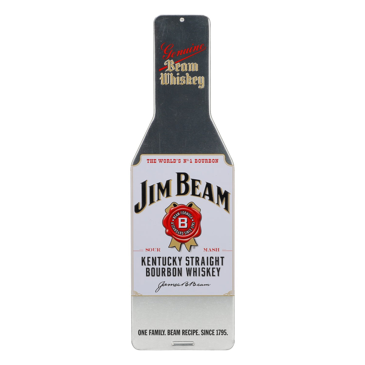 Jim Beam Whiskey Metal Tin Square Bottle Shape Silver