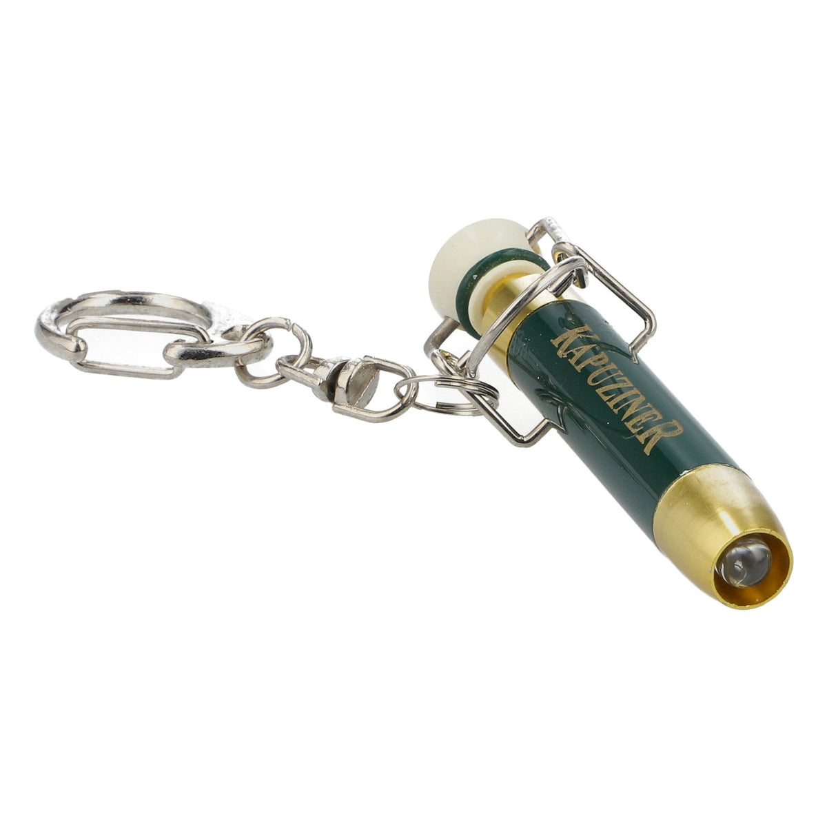 Kapuziner Beer Keychain Flashlight (LED, green) in a Tin Can – View 2