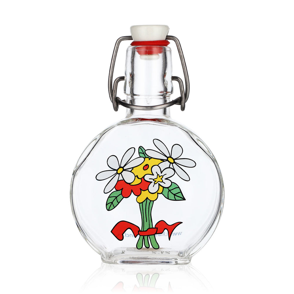 Kefla Schnapps Glass Swing-Top Bottle 0.2 L Flower Motif Flaschernland Schnapps Bottle
