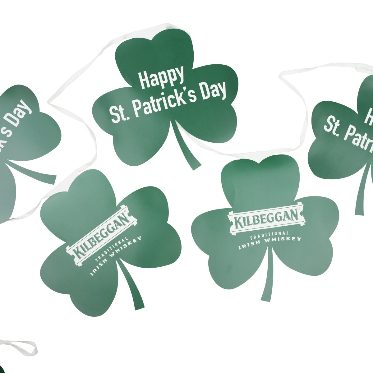 Kilbeggan Whiskey Garland Shamrock St. Patrick's Day Pennant Flag Party Decoration