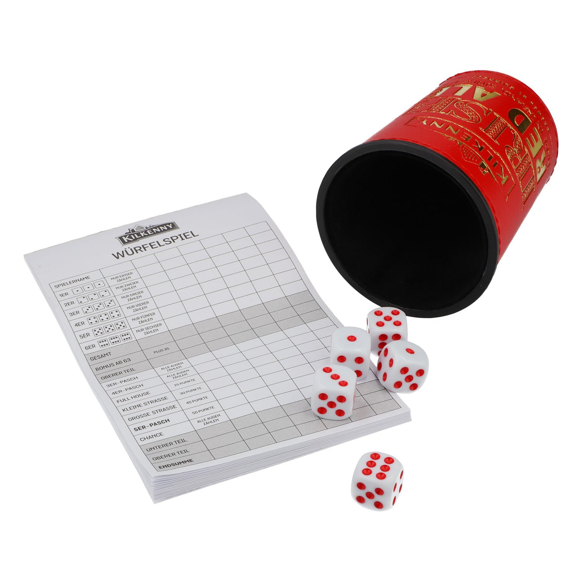Kilkenny Beer Dice Game Party Game Dice Cup with 5 Dice