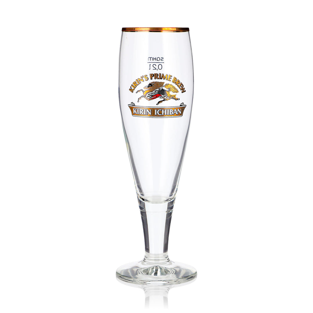 Kirin Ichiban Beer Glass, 0.2 L, Goblet, Gold Rim, Kirin's Prime Brew Sahm