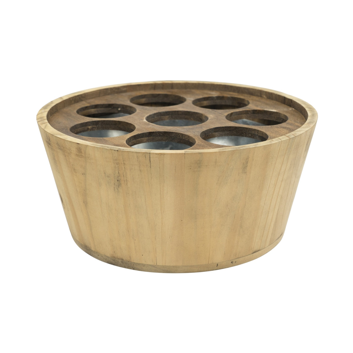 Conference cooler, wood, 8 compartments, metal insert, 28 cm, cooler, bottles, ice box, table – View 2
