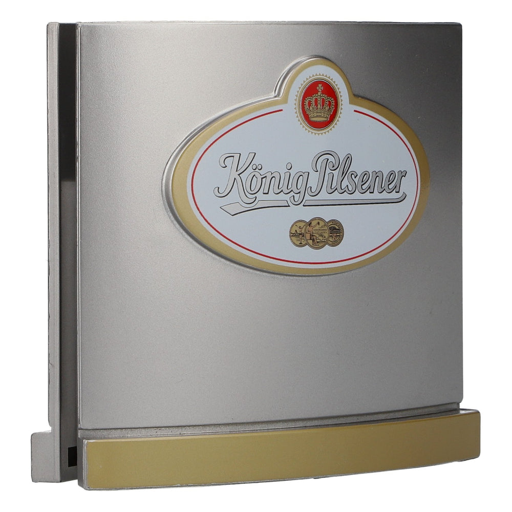 König Pilsener Beer Table Display, Menu Holder, Silver, New, Plastic