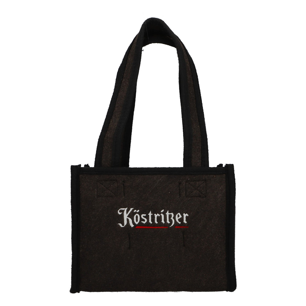 Köstritzer Beer Bottle Carrier, Six-Pack Beer Bag, Felt, 6-Bottle Carrier, Gray