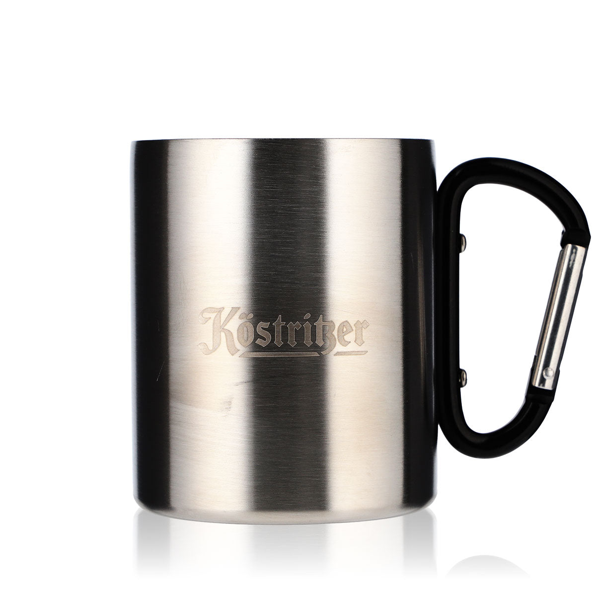 Köstritzer Beer Glass Stainless Steel Mug / Coffee Mug / Cup Carabiner Handle
