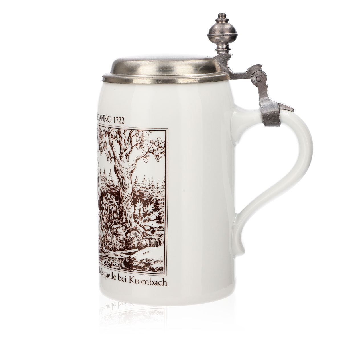 Krombacher beer glass, 1985 annual mug, stoneware mug, Seidel pewter lid, 0.6 l mug – View 5