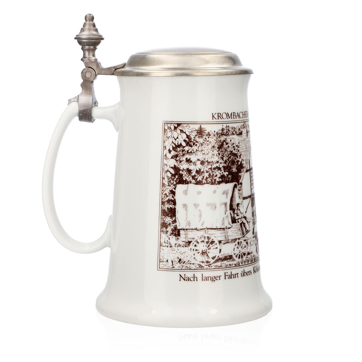 Krombacher beer glass, 1986 annual mug, stoneware mug, Seidel pewter lid, 0.9 l mug – View 3