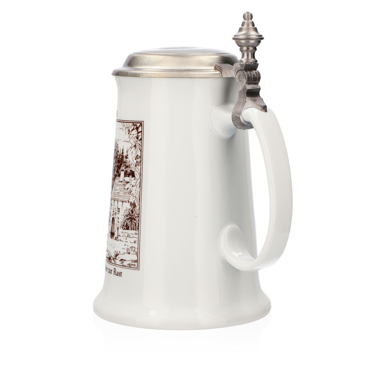 Krombacher beer glass, 1986 annual mug, stoneware mug, Seidel pewter lid, 0.9 l mug – View 4