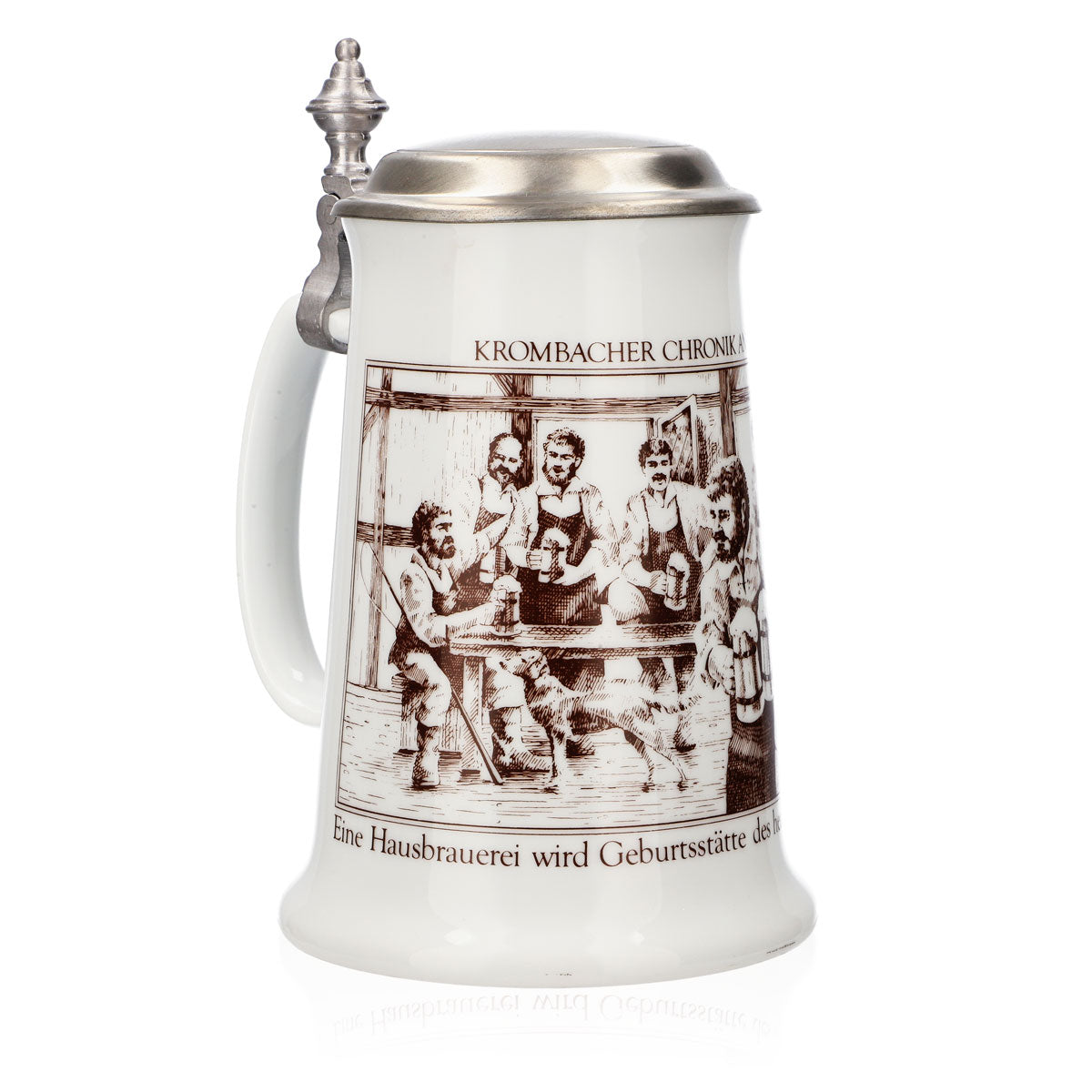 Krombacher beer glass, 1987 annual mug, stoneware mug, Seidel pewter lid, 0.9 l mug – View 2