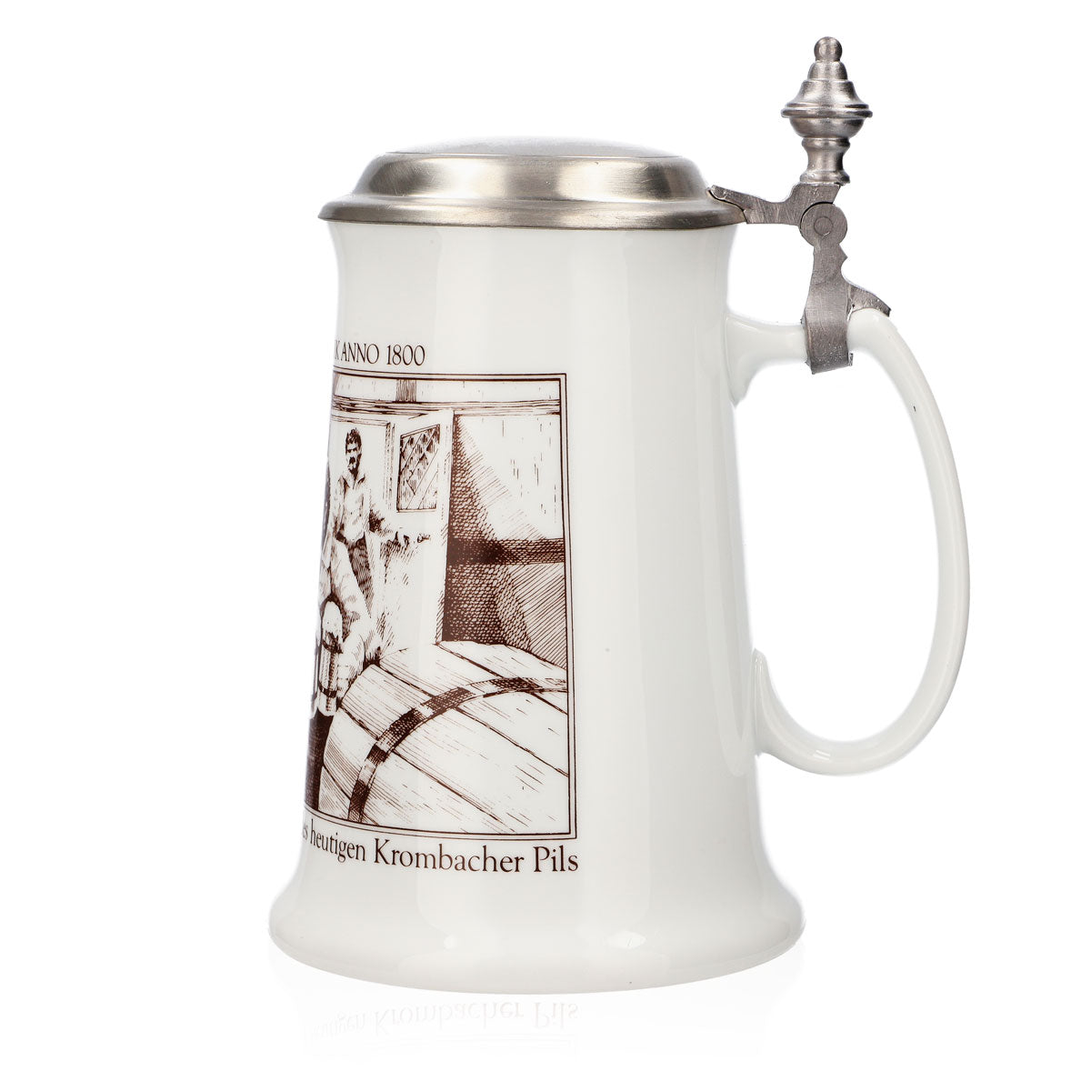 Krombacher beer glass, 1987 annual mug, stoneware mug, Seidel pewter lid, 0.9 l mug – View 5