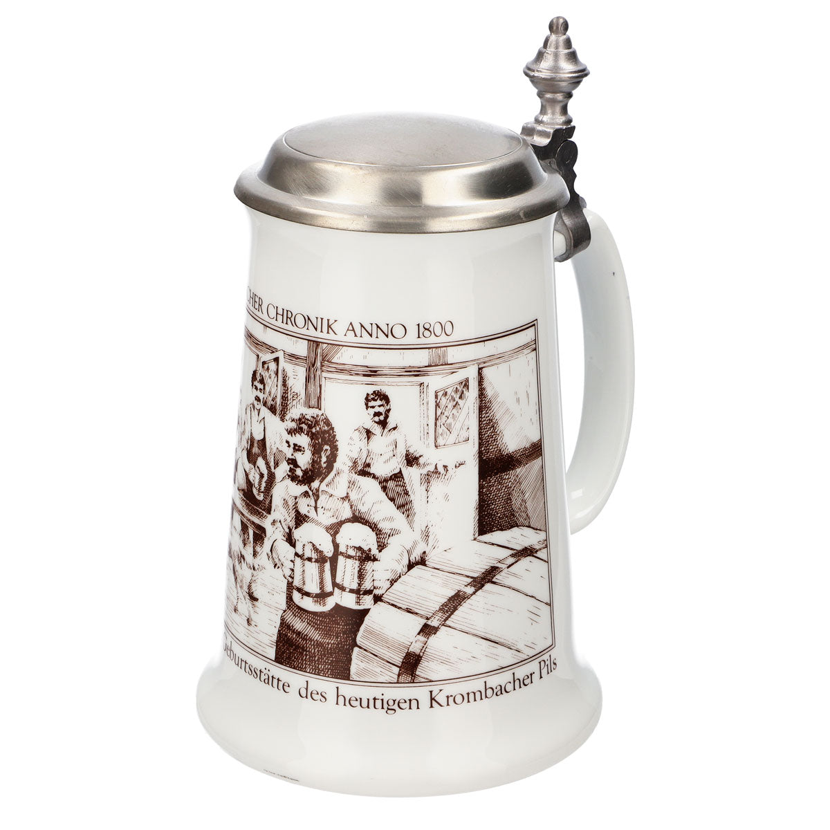 Krombacher beer glass, 1987 annual mug, stoneware mug, Seidel pewter lid, 0.9 l mug – View 6