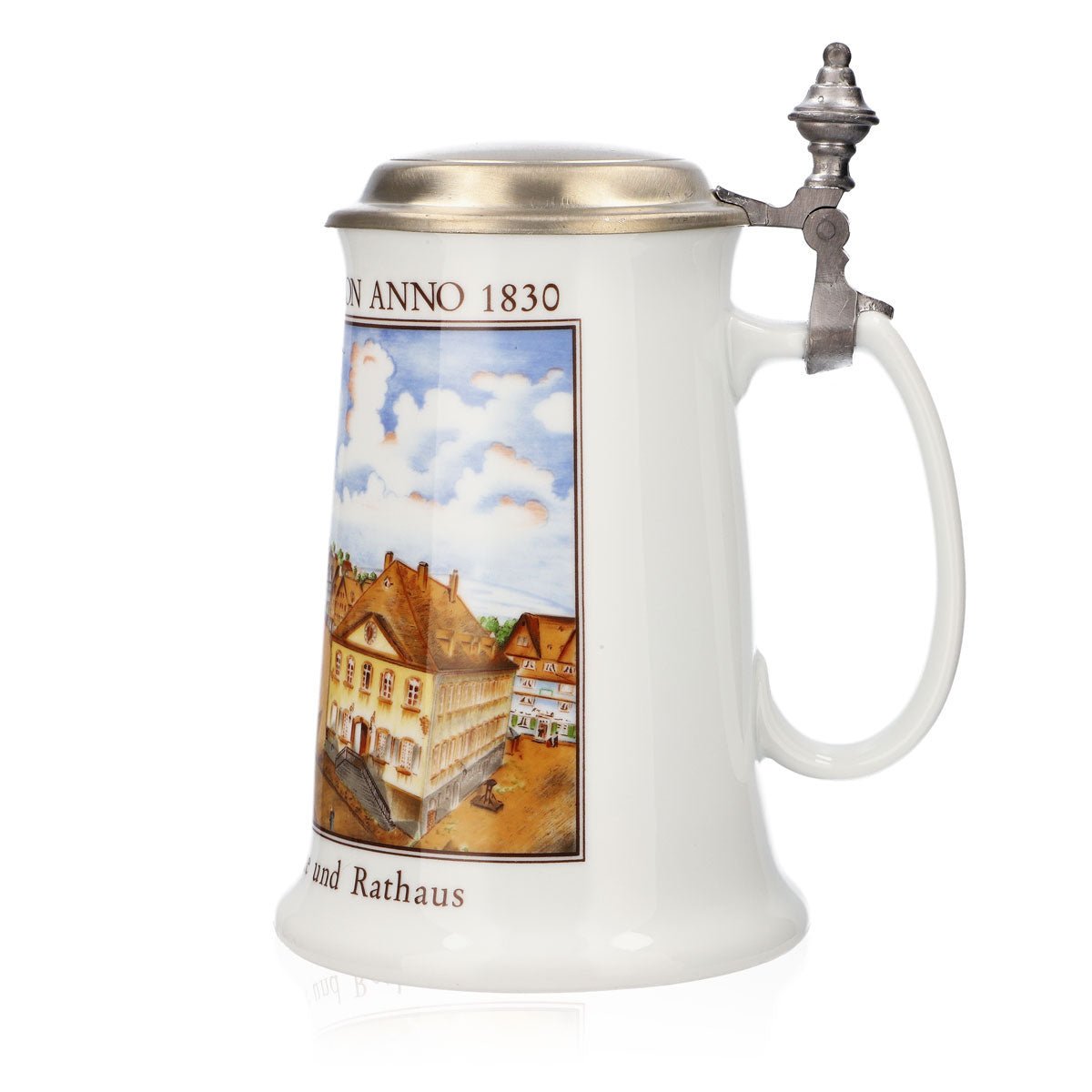Krombacher beer glass Annual mug 1990 Stoneware mug Seidel Pewter lid 0.9 l mug – View 5