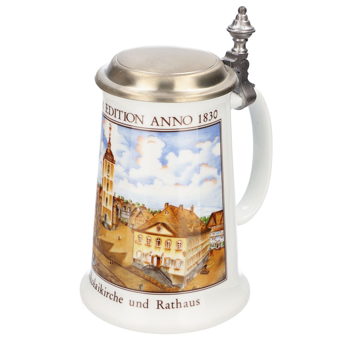 Krombacher beer glass Annual mug 1990 Stoneware mug Seidel Pewter lid 0.9 l mug – View 6