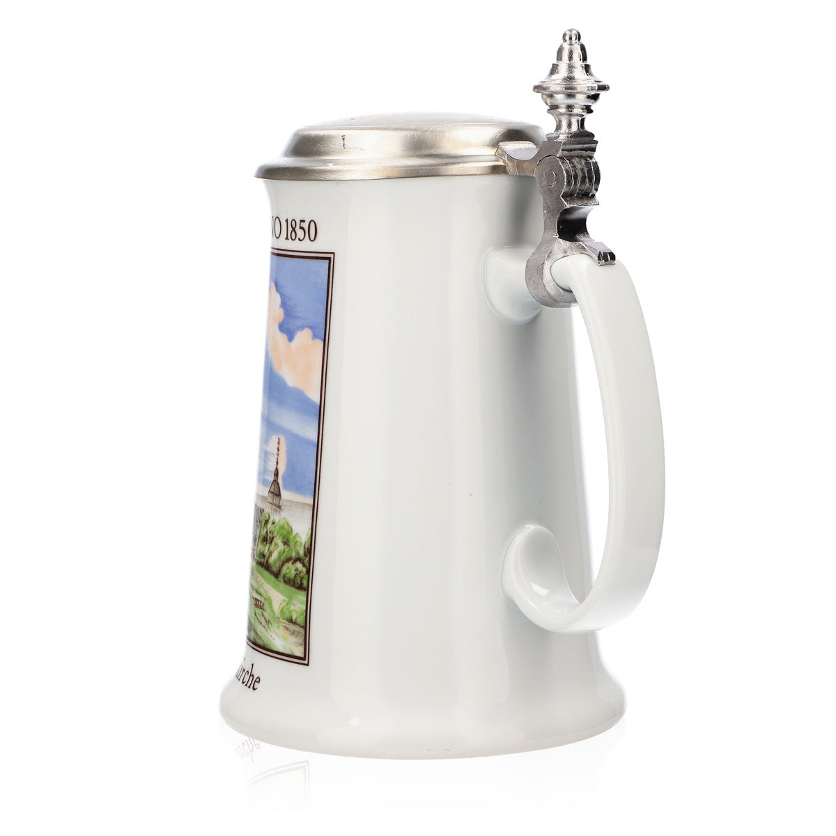 Krombacher beer glass Annual mug 1991 Stoneware mug Seidel Pewter lid 0.9 l mug – View 4