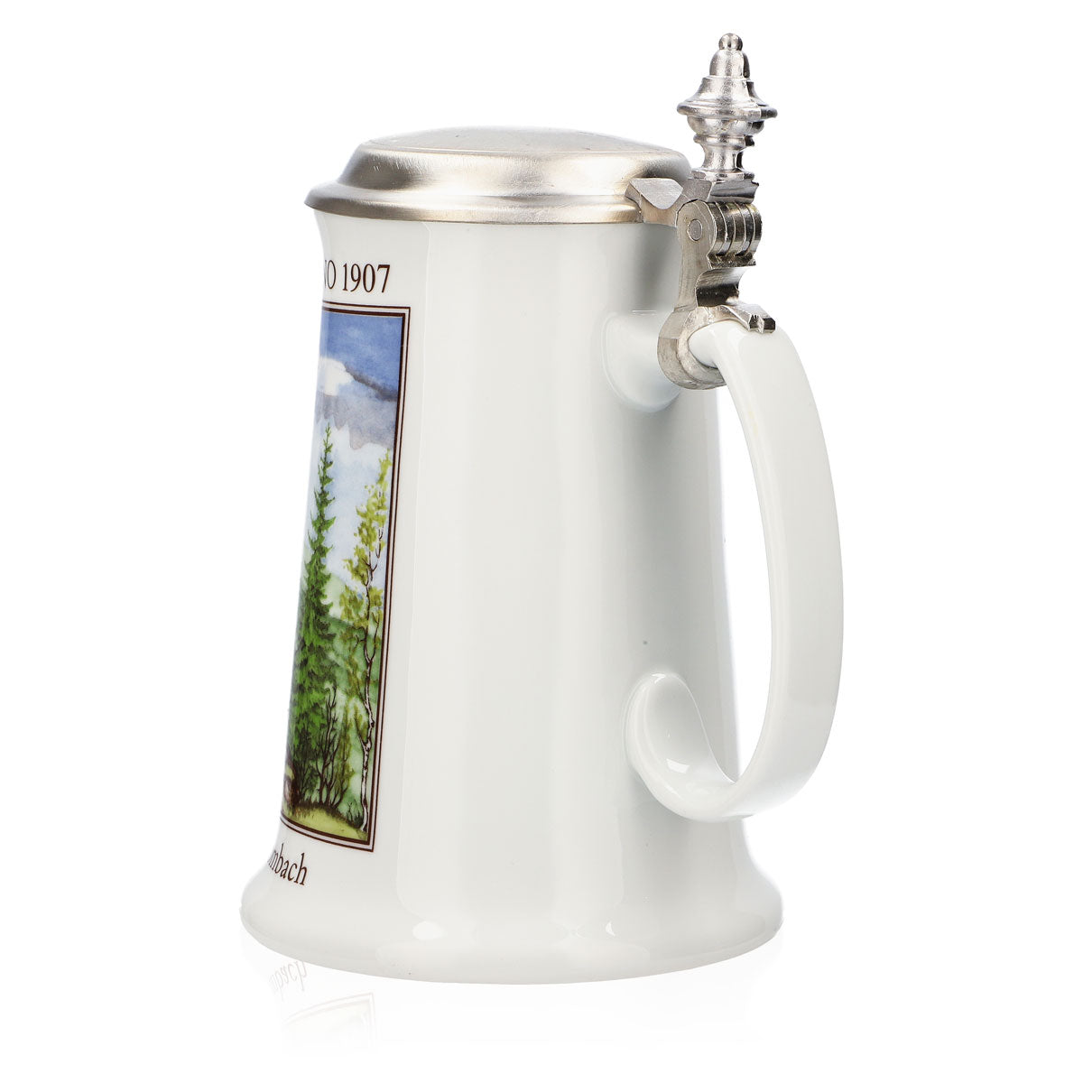 Krombacher beer glass, 1992 annual mug, stoneware mug, Seidel pewter lid, 0.9 l mug – View 4