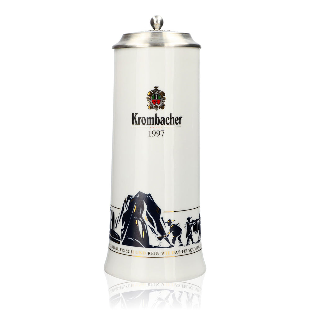Krombacher beer glass Annual mug 1997 Stoneware mug Seidel Pewter lid 0.9l mug